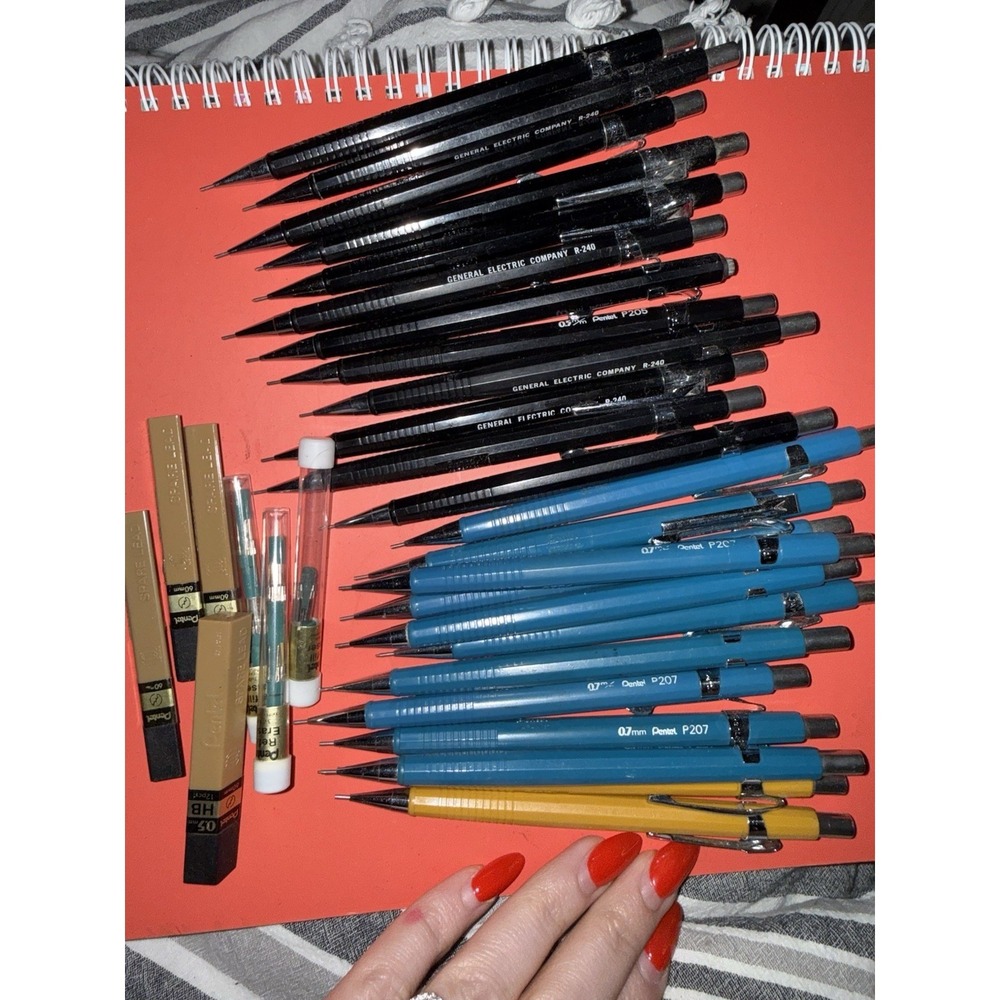24 Vintage Mechanical Pentel Pencil, mix of P205 0.5mm, P207 0.7mm, P209 0.9mm